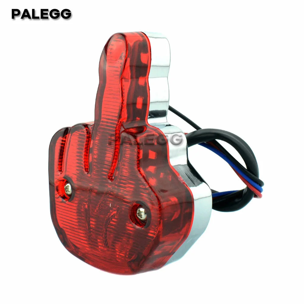 Universal traseira placa LED luz para motocicleta, dedo médio, Stop cauda lâmpada, luz branca para Harley Chopper personalizado