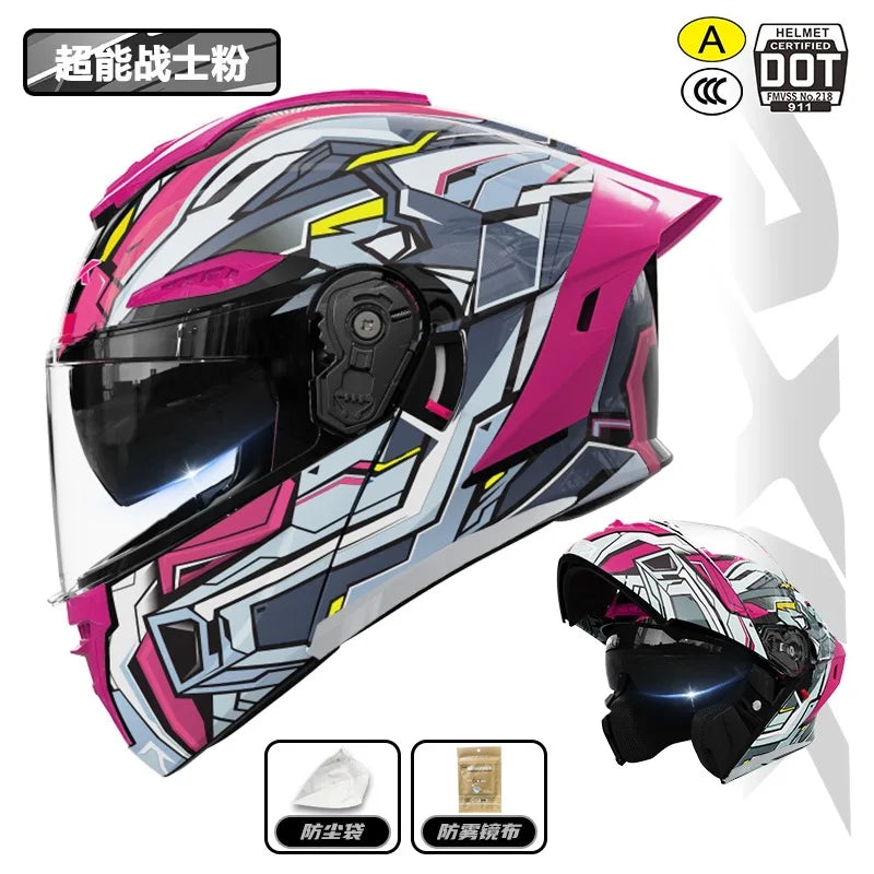 Capacete de motocicleta com certificação 3C&DOT, masculino e feminino, modular, quente para o inverno, quatro estações, capacete de segurança para scooter elétrica