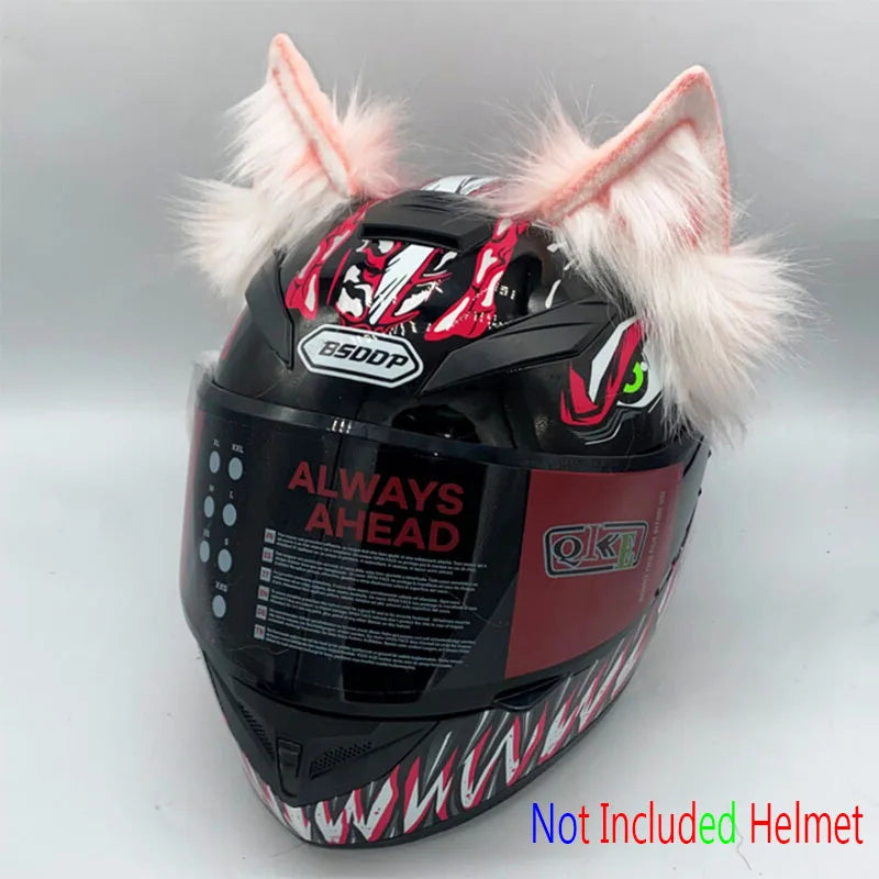 Decoração de capacete elétrico de motocicleta, 3d estéreo, orelhas de lobo, pelúcia dobrável, acessórios de capacete de moto, adesivos, estilo cosplay