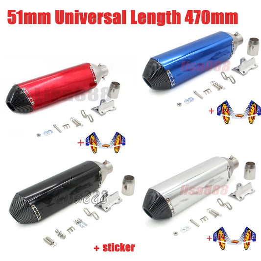 51mm comprimento universal 470mm entrada da motocicleta fmf 4t silenciador de escape tubo fuga moto com db assassino escapa para moto