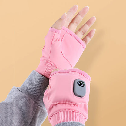 Luvas elétricas aquecidas usb, bateria recarregável de 2000mah, configurações de 3 temperaturas, luvas sem dedos, aquecedores de mãos inteligentes sem fio