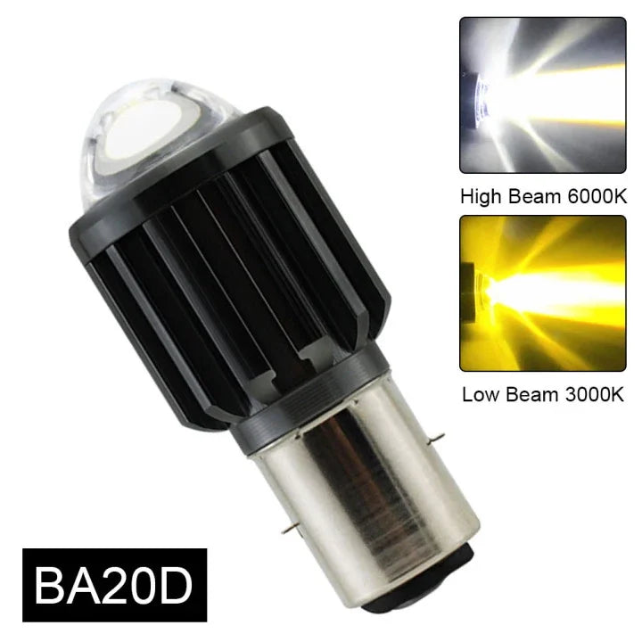 1 pçs 12v de alta qualidade h4/hs1 h6/ba20d 15w led 6 cob lâmpada do farol da motocicleta 1200lm 6000k hi/lo feixe luz branca amarela