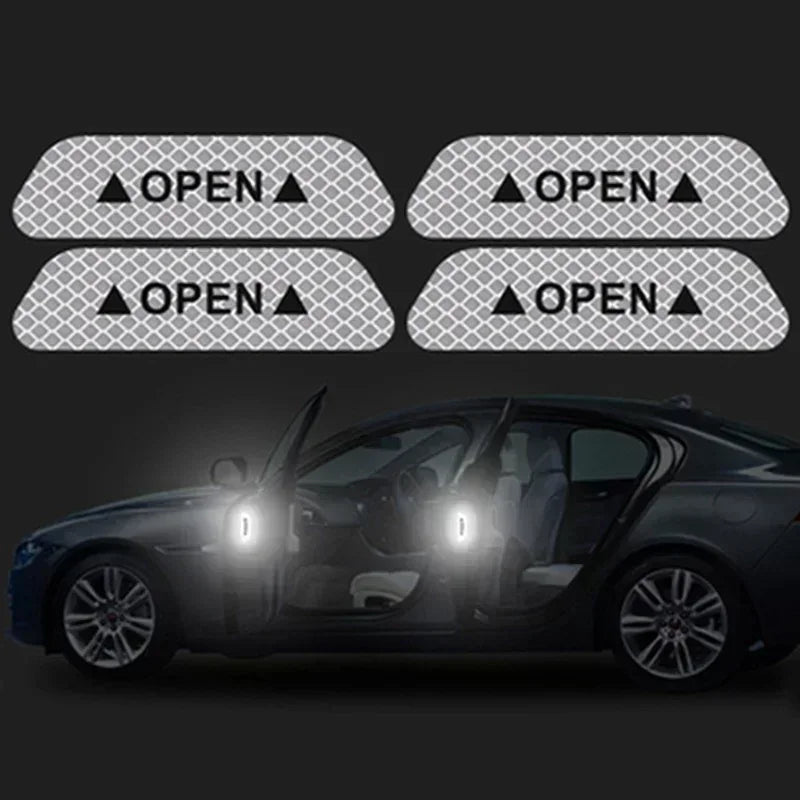 4 Adesivos Refletores para Porta de Carro, Fita Refletora de Advertência de Segurança, Adesivo Refletor para Interior e Exterior do Carro Amagi