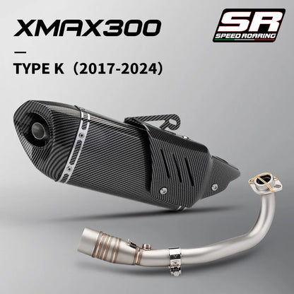 Sistema de escape da motocicleta para xmax300 xmax 250 300 400 2017-2024 tubo de ligação frontal e silenciador