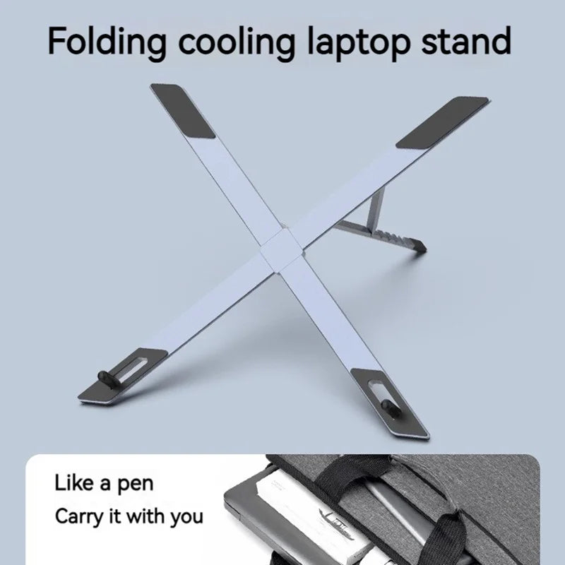 Mini suporte portátil dobrável de metal para laptop, ângulo de mesa ajustável, suporte para notebook, compatível com laptops e tablets de 10 a 17 polegadas