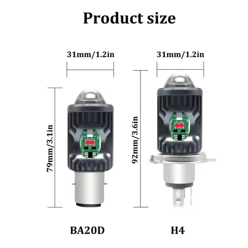 Farol LED para Motocicleta Heyword - 4 Modos de Iluminação, Mini Holofote com Luz Alta/Baixa Branca e Amarela, Olhos de Anjo
