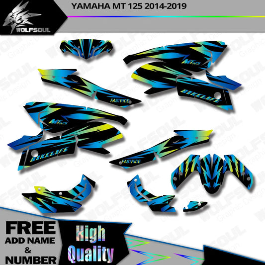 Kit de Adesivos Gráficos Holográficos para Motocicleta YAMAHA MT125 MT 125 2014 2015 2016-2019 Protetor Personalizável