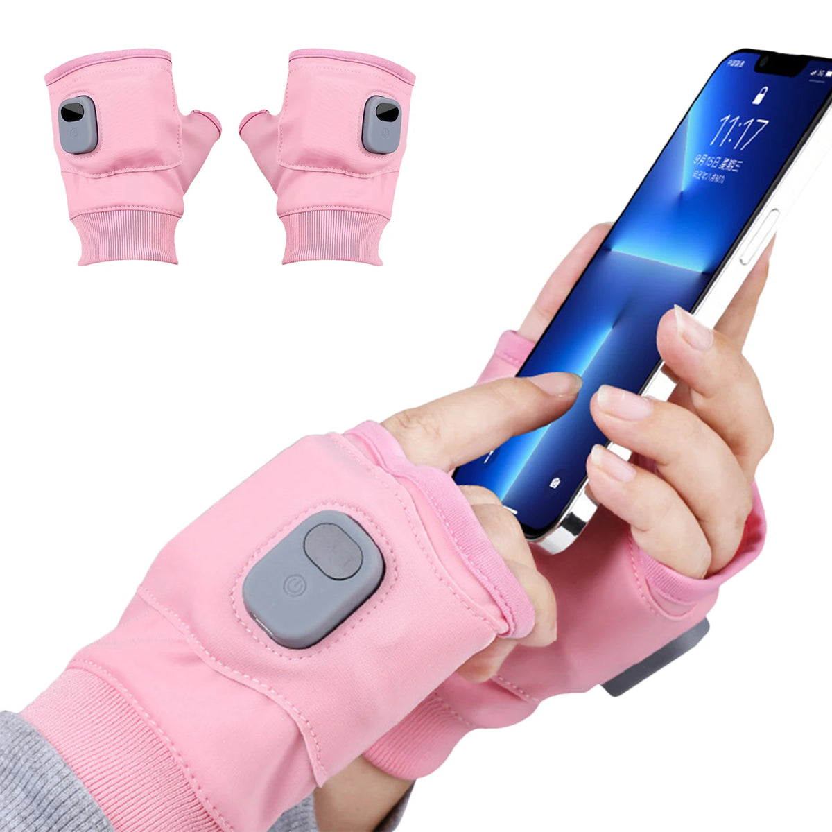 Luvas elétricas aquecidas usb, bateria recarregável de 2000mah, configurações de 3 temperaturas, luvas sem dedos, aquecedores de mãos inteligentes sem fio
