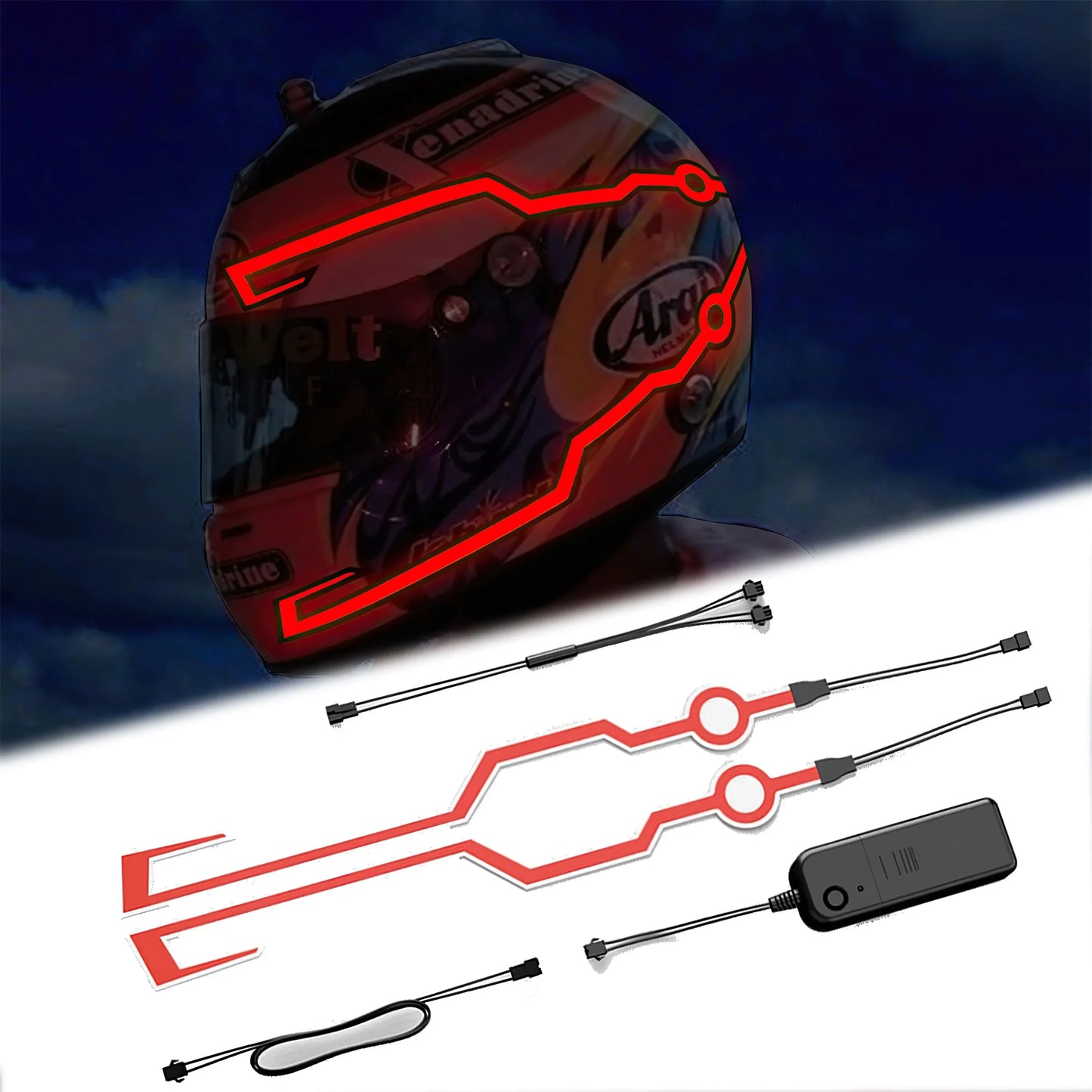 Helmet Strip EL Sticker Led Helmet Light Strip Motorcycle Helmet Light Night Riding Accessory Waterproof LED Cold Light Amagi