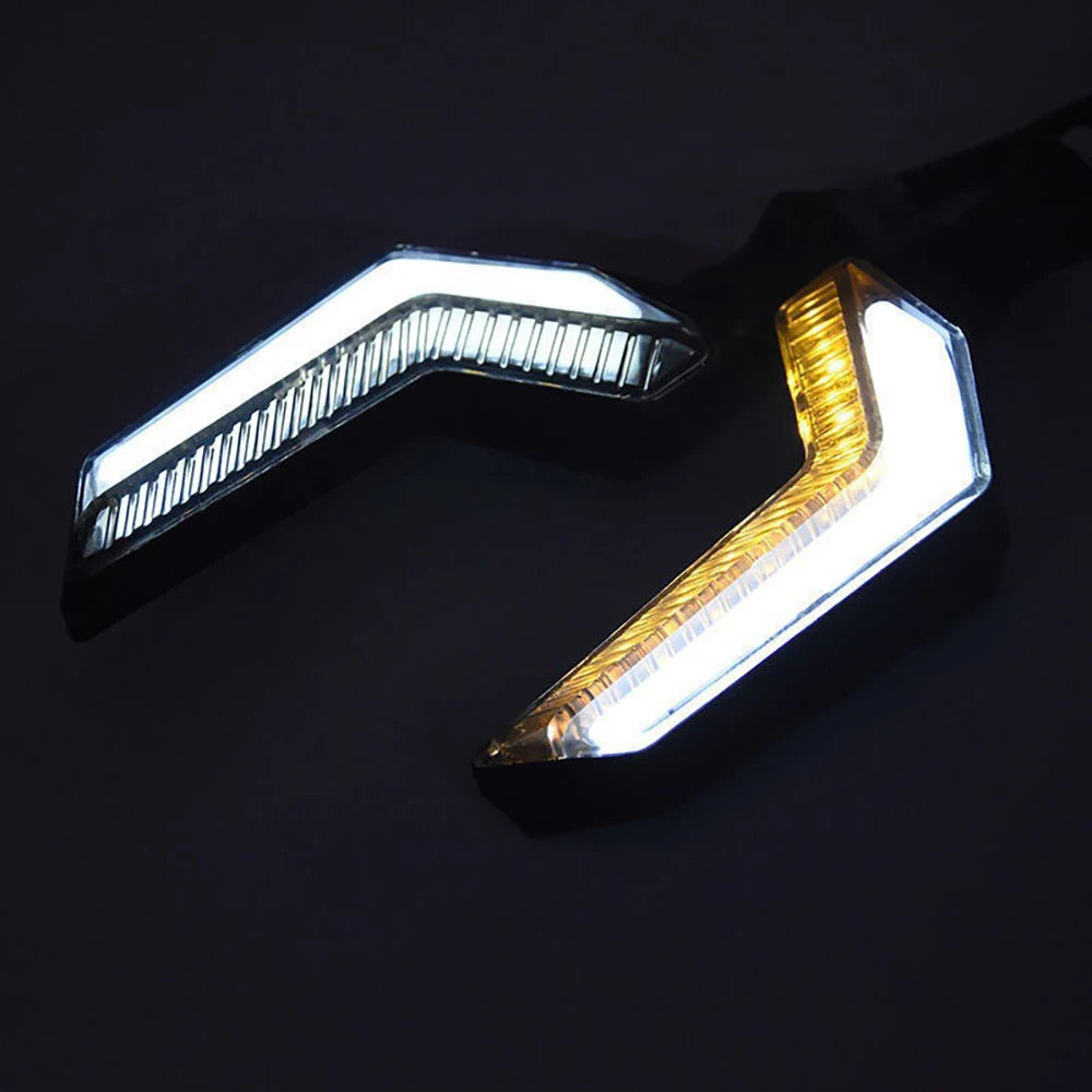 Lâmpada de Sinalização para Motocicleta 2x, LED de Duas Cores, Efeito Dinâmico de Direção, Lâmpada de Advertência Anticolisão para Acessórios de ATV