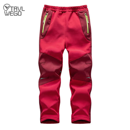 Trvlwego crianças calças trekking caminhadas ao ar livre softshell à prova de vento quente com forro lã chuva funcional esqui