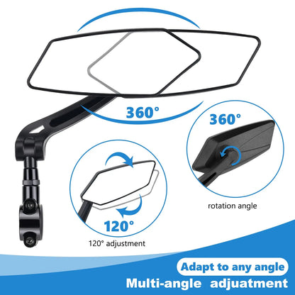 Bicicleta Retrovisor DOMEN 360 °   Girar espelho grande angular ajustável, guidão de bicicleta de estrada, espelhos retrovisores, acessórios de bicicleta