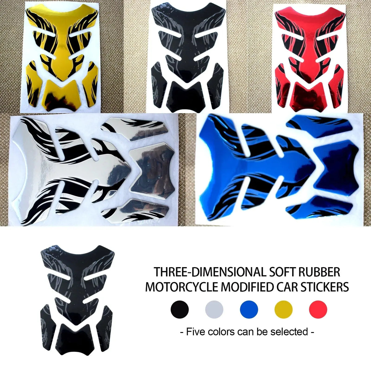 1pc Motocicleta Tankpad Adesivo Fishbone 3D Tank Pad Adesivos Oil Gás Protector Cover Decoração Flame Motocicleta Acessórios