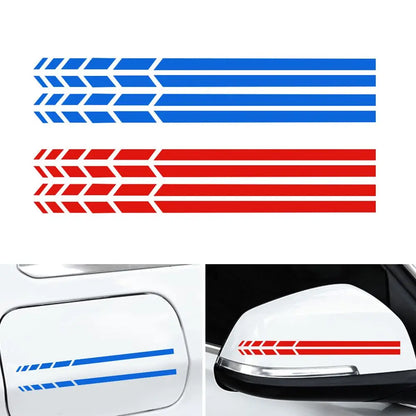 Espelho Retrovisor Side Adesivo, Vinyl Stripe Emblema, Decalque do carro, Acessórios de Decoração do carro, Preto, Branco, Vermelho, Azul, 20x0.7cm, 4pcs por conjunto