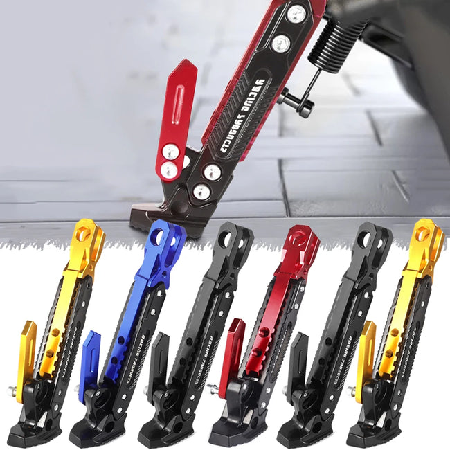 Metal motocicleta pé suporte moto kick side kickstand suporte de estacionamento pesado elevador suporte estável guindaste quadro