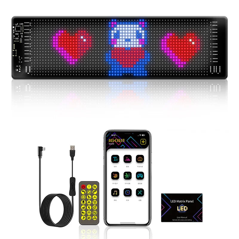 Programmable LED Matrix Pixel DC 5V RGB LED Car Sign Animation Panel DIY Bluetooth App Control LED Panel Flexible Display Light
