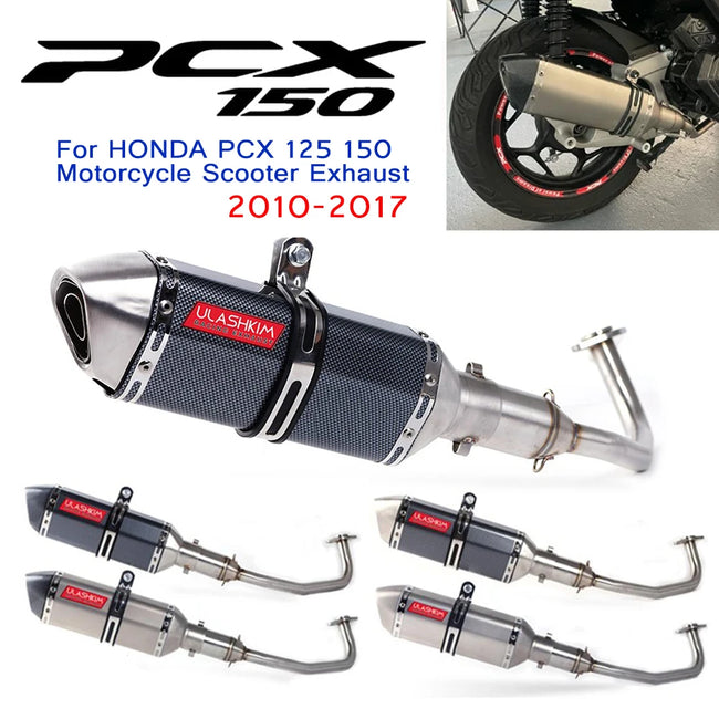 Motocicleta escape silencioso, sistema completo, tubulação média, Escape, Honda PCX 125 150, Pcx125, Pcx150, Scooter