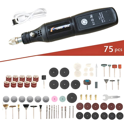 Ferramenta rotativa mini sem fio, furadeira elétrica, caneta de gravação recarregável por USB, para uso manual, polimento, perfuração, entalhe e trabalhos de bricolagem.