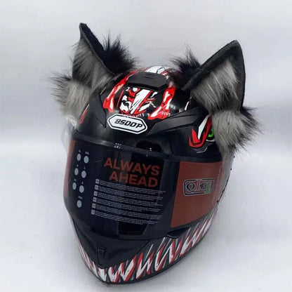 Decoração de capacete elétrico de motocicleta, 3d estéreo, orelhas de lobo, pelúcia dobrável, acessórios de capacete de moto, adesivos, estilo cosplay