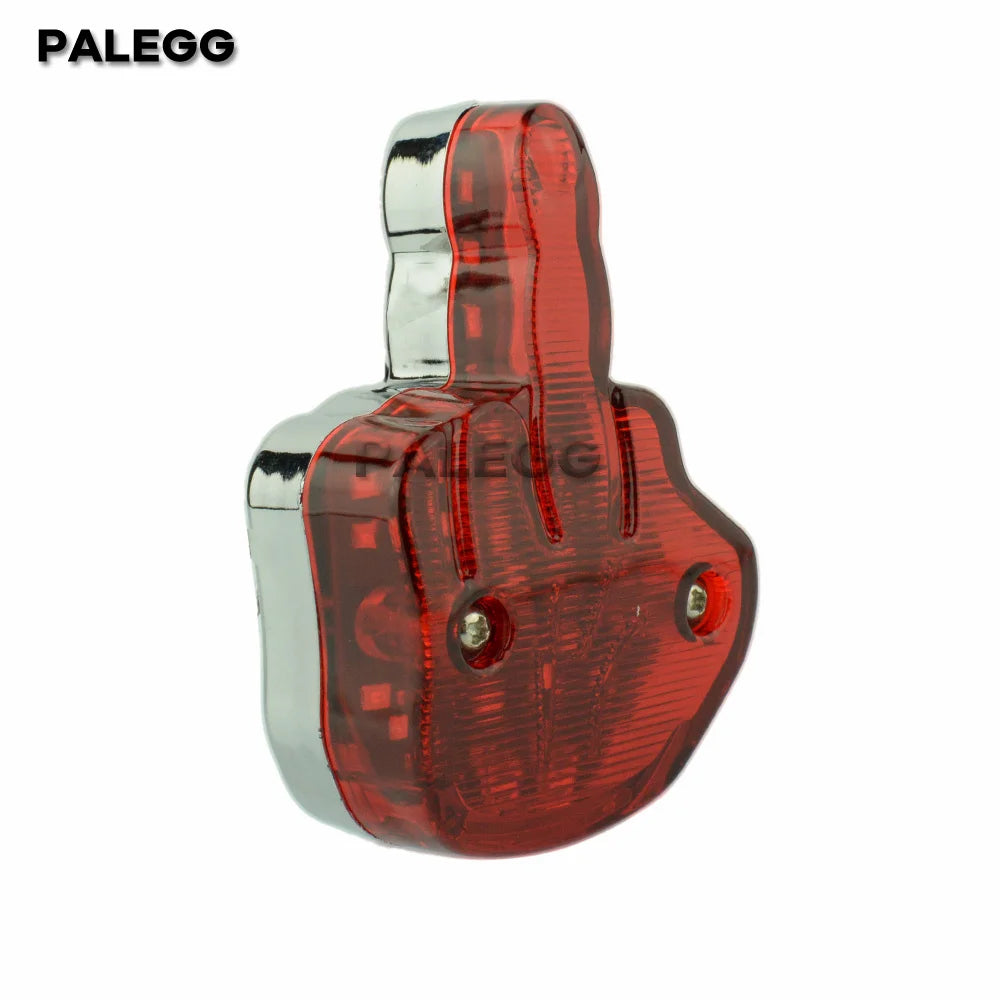 Universal traseira placa LED luz para motocicleta, dedo médio, Stop cauda lâmpada, luz branca para Harley Chopper personalizado