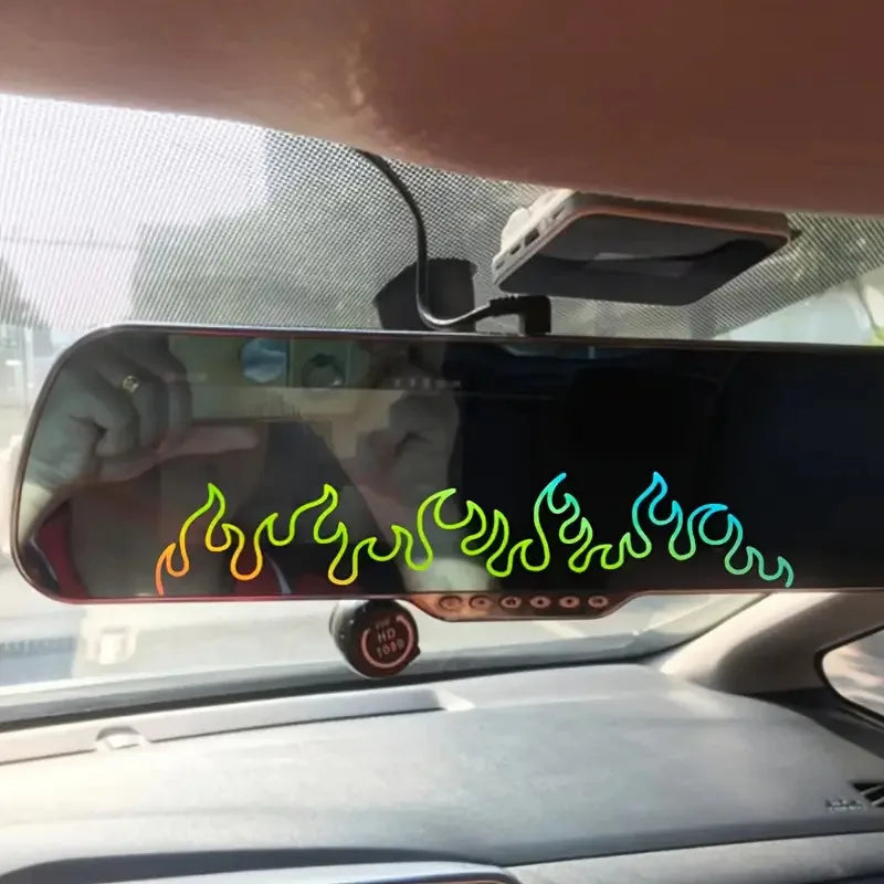 1pc adesivo de espelho retrovisor automático: design de chama branca para decoração para carro motocicleta bicicleta moto portátil painel espelho