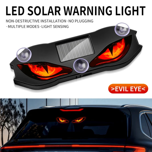 Luz Neon Solar para Carro, Sem Fio, LED Olho de Demônio, Luz Ambiente com Ventosa, Recarregável USB, Lâmpada de Atmosfera com Efeito de Respiração