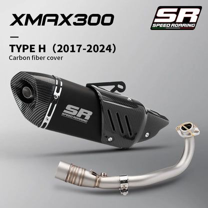 Escape da motocicleta para xmax300 xmax 250 300 400 2017-2024 motocicleta sistema completo silenciador de escape tubo de ligação intermediária