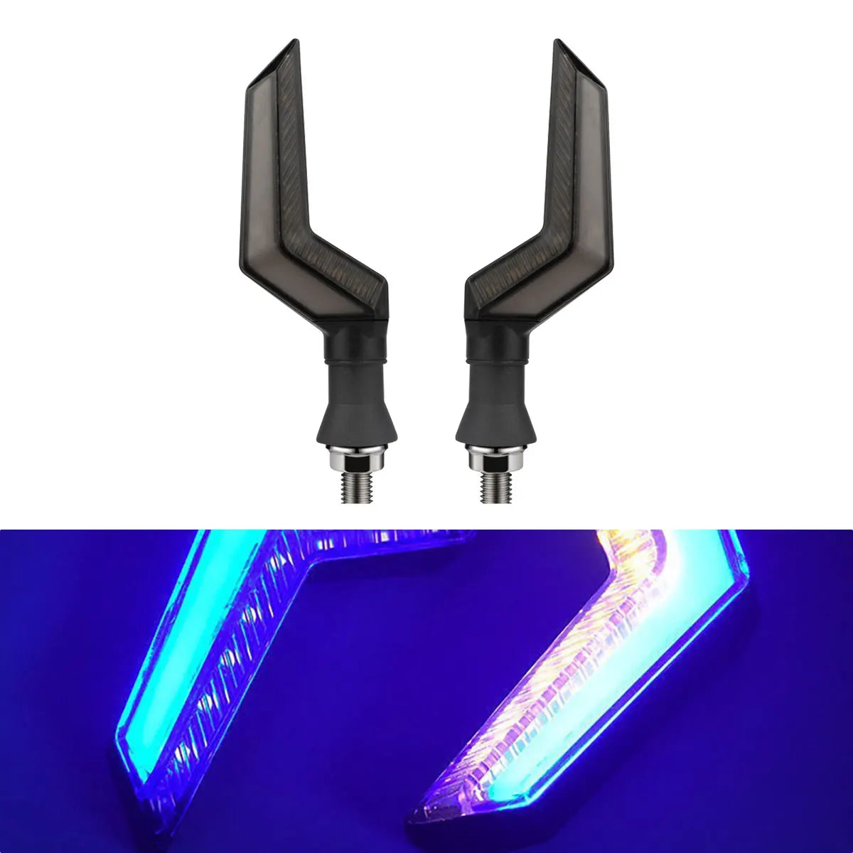Lâmpada de Sinalização para Motocicleta 2x, LED de Duas Cores, Efeito Dinâmico de Direção, Lâmpada de Advertência Anticolisão para Acessórios de ATV