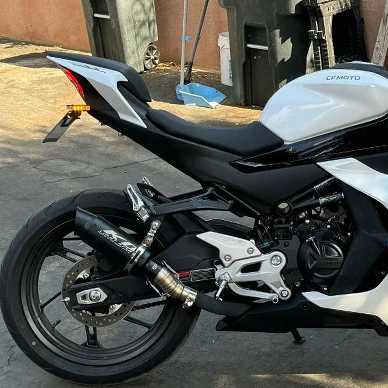 Tubo de escape para motocicleta CFMOTO, aço inoxidável, deslizamento, DB Killer removível, Escape Mid Link, DB Killer, 51mm, 2022 a 2024