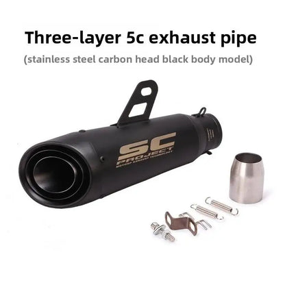 Silenciador de Escape SC de Dupla Camada, Som de Corrida Alto, Muffler Modificado Compatível com Ninja Z250 Z300 ZX10 MT07 MT09 R25 R3 R6