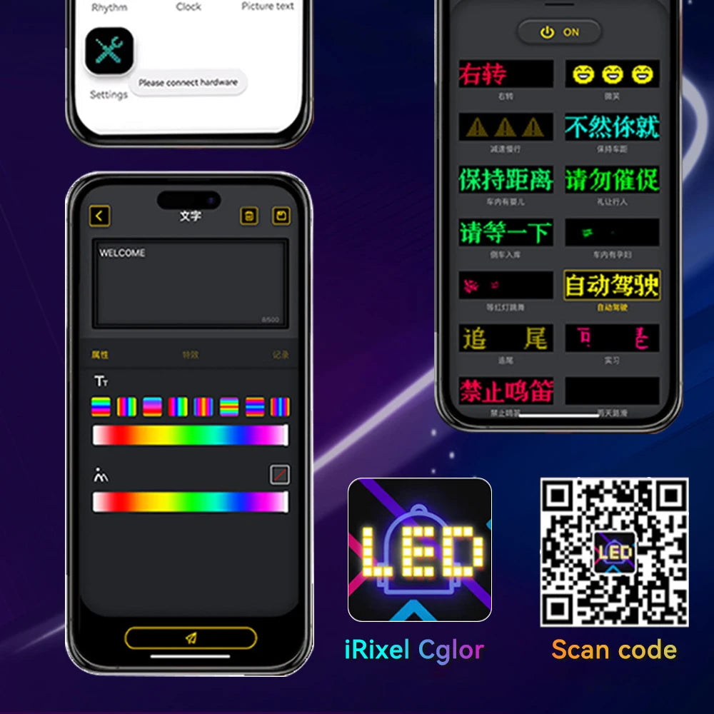 Programmable LED Matrix Pixel DC 5V RGB LED Car Sign Animation Panel DIY Bluetooth App Control LED Panel Flexible Display Light