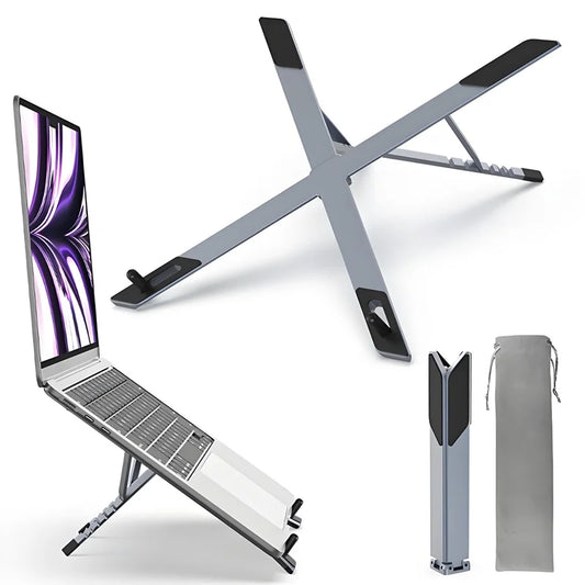 Mini suporte portátil dobrável de metal para laptop, ângulo de mesa ajustável, suporte para notebook, compatível com laptops e tablets de 10 a 17 polegadas