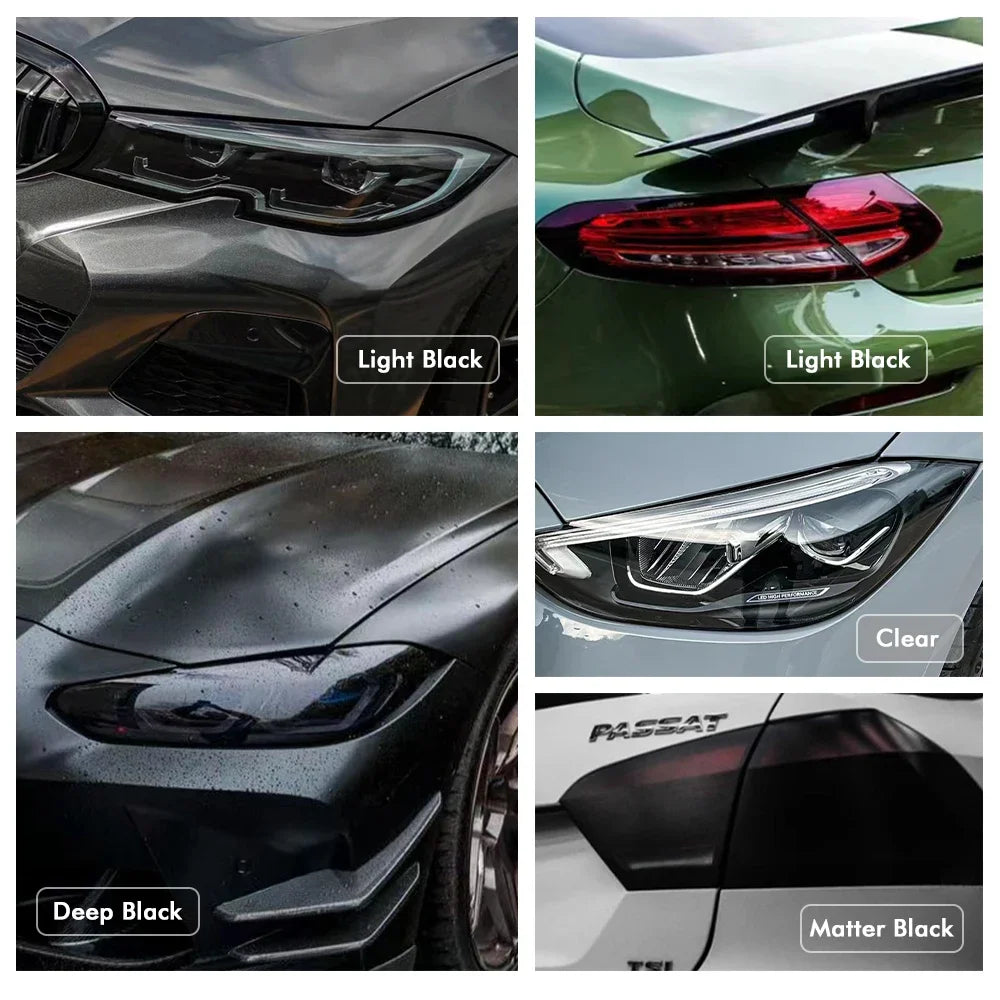 Brilho transparente luz preto fumaça filme pvc matiz farol lanterna traseira envoltório capa filme folha adesivo diy auto adesivos à prova dwaterproof água
