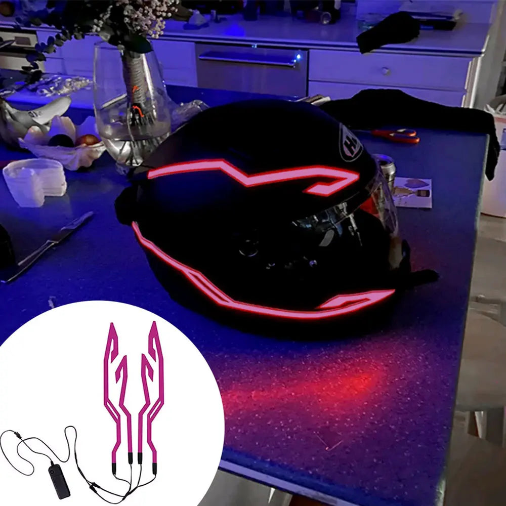 Helmet Light Bar Fluorescent Helmet Decorative Bar DIY Led Motorcycle Riding Signal Light Strip Helmet Cover Decor
