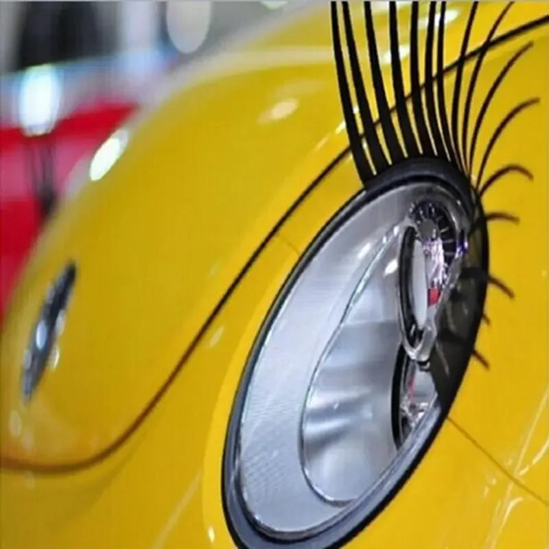 3d encantador preto cílios postiços falso olho chicote adesivo farol do carro decoração engraçado decalque 1 par