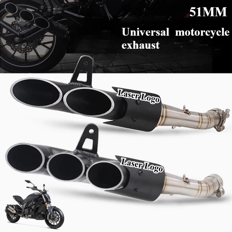 51mm silenciador de escape da motocicleta duplo para baixo deslizamento-on escape esquerdo & direito para moto cmx 500 cmx500 GSX-R750 gsxr750 gsxr 750 yzf