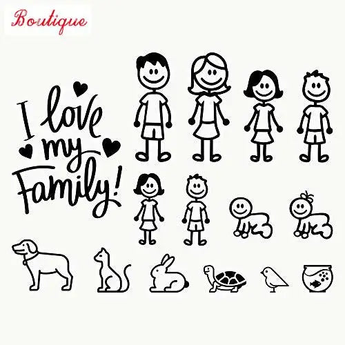 Eu amo minha família carro motocicleta janela protetor solar à prova dwaterproof água adesivos de carro decalques personalizados decorações pvc 30cm x 24cm