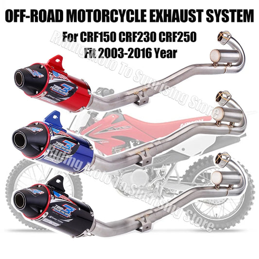 Para honda crf150 crf230 crf250 dirt bike acessório de escape 45mm fora de estrada silenciador de escape da motocicleta com tubo de ligação dianteira