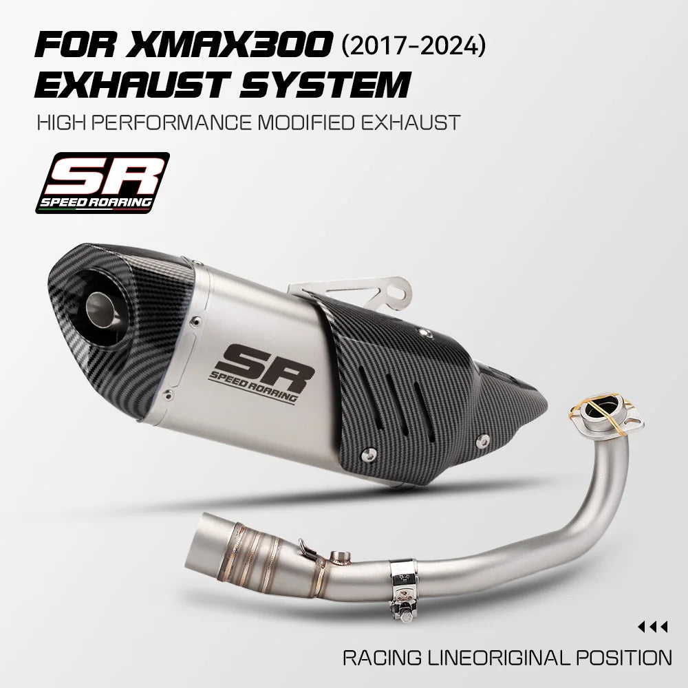 Escape da motocicleta para xmax300 xmax 250 300 400 2017-2024 motocicleta sistema completo silenciador de escape tubo de ligação intermediária