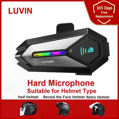 Luvin-G8 Motocicleta Capacete Bluetooth Intercom Headset, impermeável sem fio Interphone, Handsfree Chamada Headphone