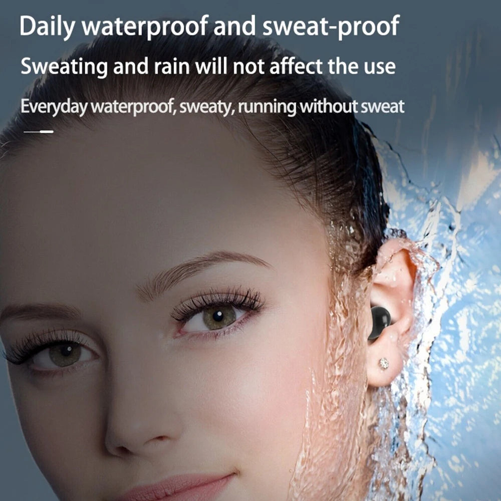 Sk18 mini fones de ouvido invisíveis sem fio bluetooth 5.3 fones baixo dormir com microfone cancelamento ruído hd