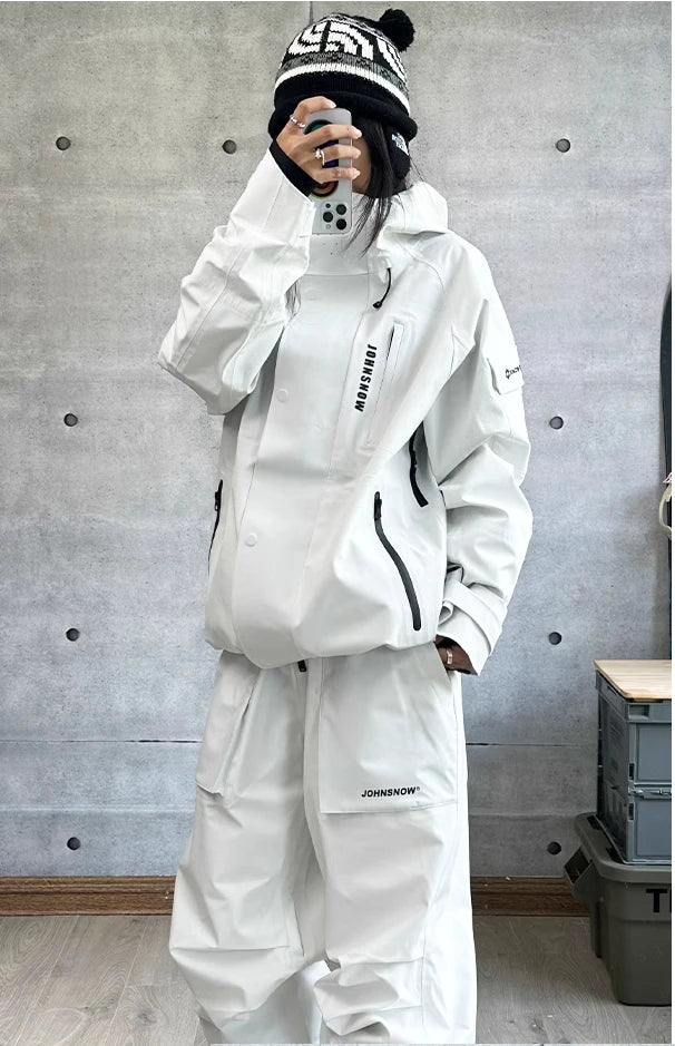 John neve inverno à prova de vento à prova dwindproof água terno de esqui para homens e mulheres esporte ao ar livre quente respirável masculino feminino jaqueta de neve e calças
