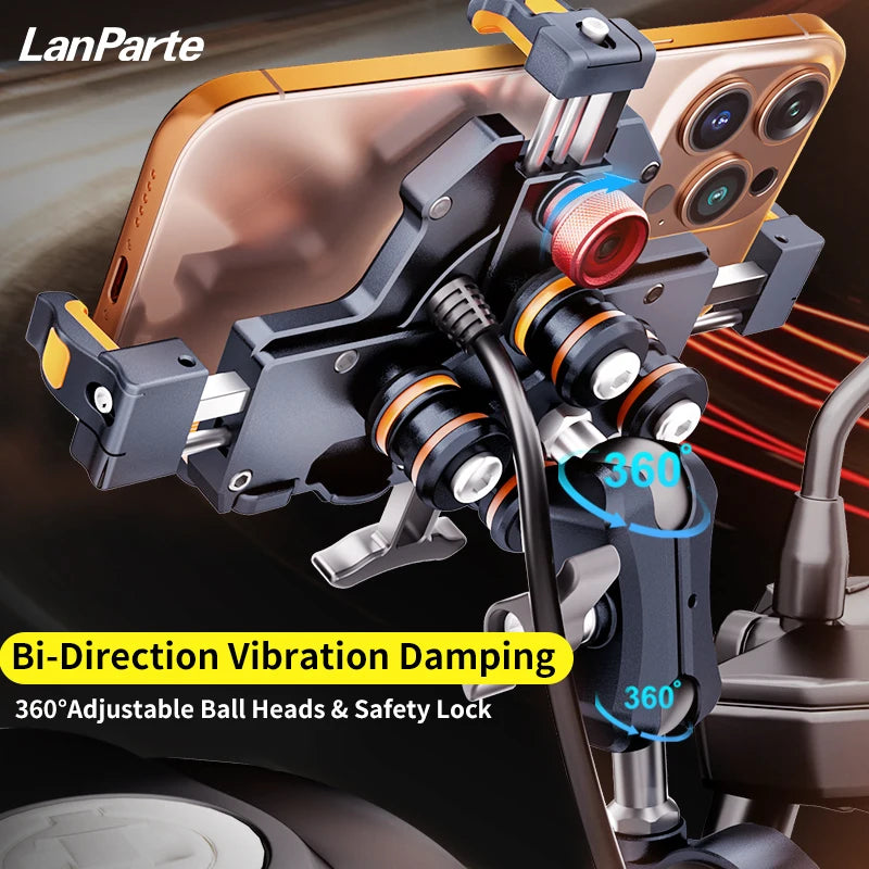 Suporte para celular para Kawasaki Ninja 400/500/650 2019–2026 em alumínio com absorção de choque 360 °   Suporte de Navegação Metálico Ajustável