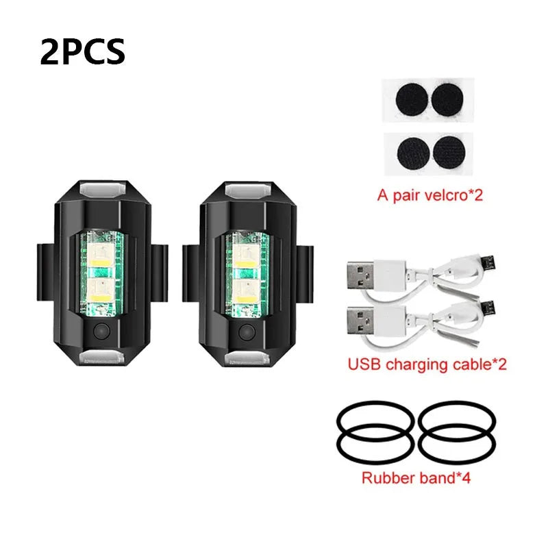 Luz estroboscópica universal para motocicleta, lâmpada de aviso usb para carro, led, anti-colisão, drone, voo noturno, mini luz de sinal piscante