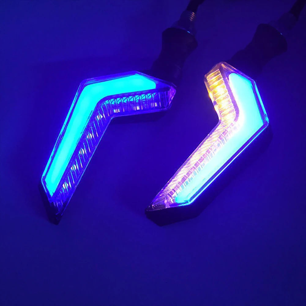 Lâmpada de Sinalização para Motocicleta 2x, LED de Duas Cores, Efeito Dinâmico de Direção, Lâmpada de Advertência Anticolisão para Acessórios de ATV