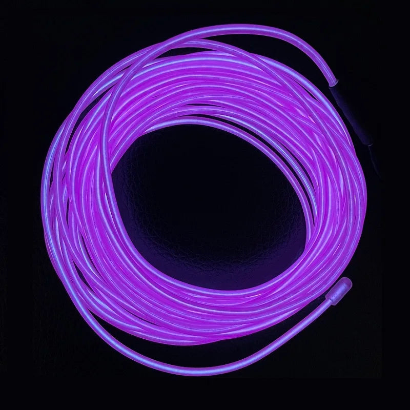 1m 3m 5m brilho el fio cabo de néon para festa de dança de natal trajes diy luz iluminada multicolorida aa bateria lâmpada tira led