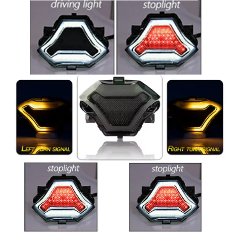 Luzes traseiras led para motocicleta, indicador de seta, lâmpada de freio traseiro, luzes de corrida 12v para yamaha r3 y15zr mt03 mt07 r150