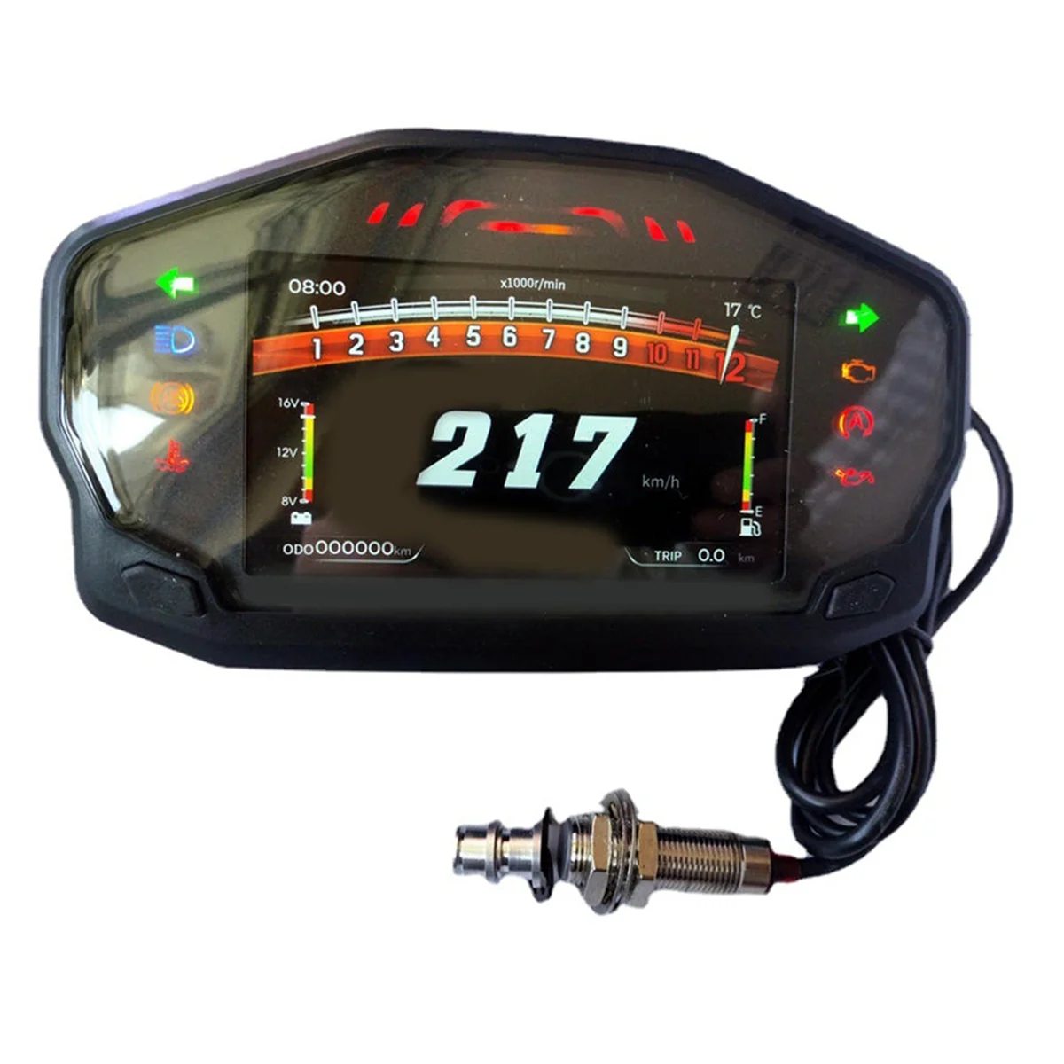 Y79A_AD Universal Motocicleta Painel Tacômetro LCD Digital 12000rpm Velocímetro para 2-4 Cilindros Odômetro