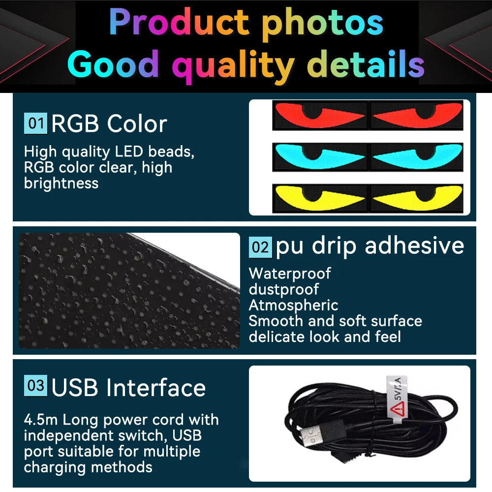 Programmable LED Matrix Pixel DC 5V RGB LED Car Sign Animation Panel DIY Bluetooth App Control LED Panel Flexible Display Light