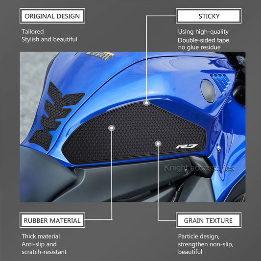 Motocicleta para r7 yzf r7 yzfr7 2021-2025 lado almofada do tanque de combustível almofadas protetor adesivos decalque gás joelho aderência tração r7 tanque almofada
